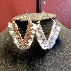 Amazing gold and grey fringe earrings!